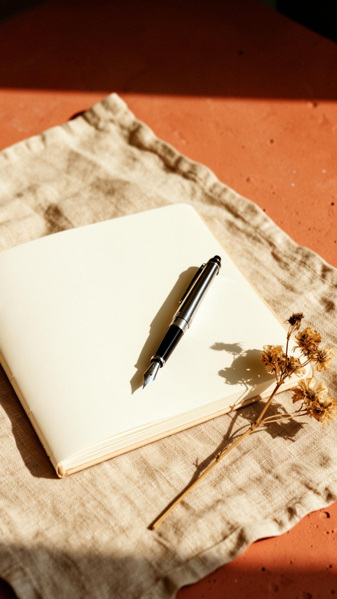 Journal and dried flowers